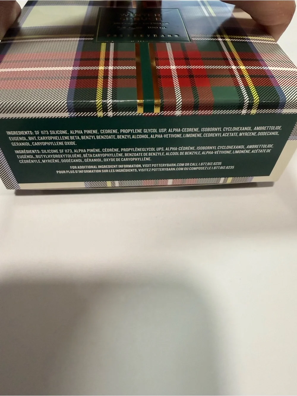 New Pottery Barn Winter Spruce Reed Diffuser 3.4 oz 100mL Holiday Plaid No Reeds
